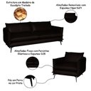 Ver imagem 2 de Conjunto Poltrona e Sofá Decorativo Sala de Estar América 4 Lugares 260cm Couro Marrom - Mozzelar