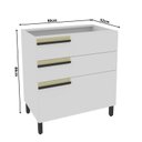 Ver imagem 3 de Balcão 80cm 3 Gavetas Cozinha Flórida Branco/Ártico