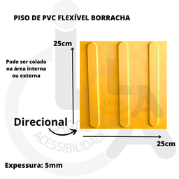 10 Pisos Tátil Direcional Amarelo Pvc 25x25 + 1 Cola 750 - 2