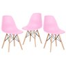Kit 3 Cadeiras Charles Eames Eiffel Dsw - Base de Madeira Clara - Rosa Claro - 1