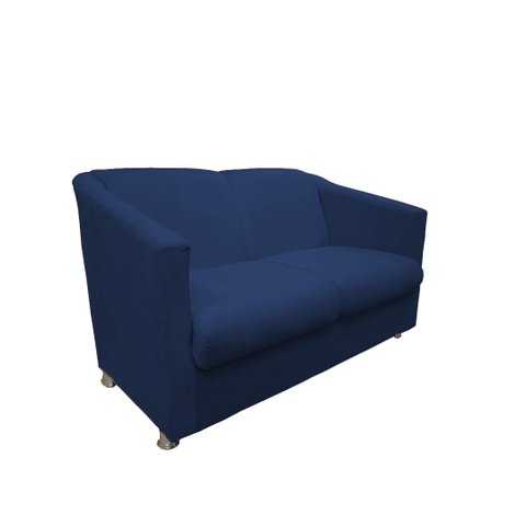 Namoradeira Decorativa Biane Couro Azul Marinho 2 Lugares Pés Cromado Ms Decor