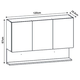 Armário Aéreo 120cm 3 Portas Lina K02 Vanilla/Freijó - Mpozenato - 4
