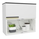 Ver imagem 7 de Armário Aéreo 80cm 1 Porta Basculante 1 Nicho Cozinha Flórida Branco/Ártico/Calacatta