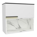 Ver imagem 1 de Armário Aéreo 80cm 1 Porta Basculante 1 Nicho Cozinha Flórida Branco/Ártico/Calacatta