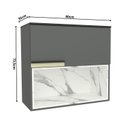 Ver imagem 3 de Armário Aéreo 80cm 1 Porta Basculante 1 Nicho Cozinha Flórida Cinza/Grafite/Calacatta