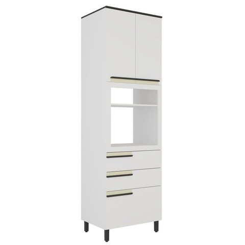 Torre Quente 70cm 2 Portas 3 Gavetas Cozinha Flórida Branco/Artico