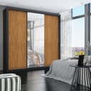Ver imagem 1 de Guarda-Roupa Casal 4 Espelhos 3 Portas de Correr 4 Gavetas Max Plus Espresso Móveis Preto/Cinamomo