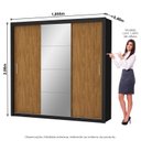 Ver imagem 4 de Guarda-Roupa Casal 4 Espelhos 3 Portas de Correr 4 Gavetas Max Plus Espresso Móveis Preto/Cinamomo