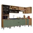 Ver imagem 2 de Cozinha Modulada Toscana 7 Peças MDF com Paneleiro 1 Forno e Armários Canto Marrom/Freijó/Jade
