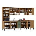 Ver imagem 3 de Cozinha Modulada Toscana 7 Peças MDF com Paneleiro 1 Forno e Armários Canto Marrom/Freijó/Jade