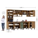 Ver imagem 4 de Cozinha Modulada Toscana 7 Peças MDF com Paneleiro 1 Forno e Armários Canto Marrom/Freijó/Jade