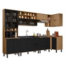 Ver imagem 2 de Cozinha Modulada Toscana 7 Peças MDF com Paneleiro 1 Forno e Armários Canto Marrom/Freijó/Nero