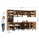 Ver imagem 4 de Cozinha Modulada Toscana 7 Peças MDF com Paneleiro 1 Forno e Armários Canto Marrom/Freijó/Nero