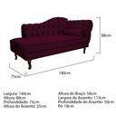 Ver imagem 4 de Diva Recamier Diana 140cm Lado Esquerdo Suede - ADJ Decor - Bordô