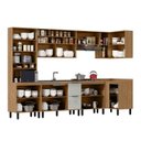 Ver imagem 3 de Cozinha Modulada Toscana 7 Peças MDF com Paneleiro 1 Forno e Armários Canto Marrom/Freijó/Off White