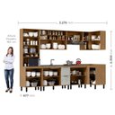 Ver imagem 4 de Cozinha Modulada Toscana 7 Peças MDF com Paneleiro 1 Forno e Armários Canto Marrom/Freijó/Off White
