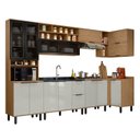 Ver imagem 2 de Cozinha Modulada Toscana 7 Peças MDF com Paneleiro 1 Forno e Armários Canto Marrom/Freijó/Off White
