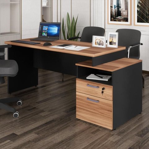 Escrivaninha Mesa de Escritório 172cm 2 Gavetas Flex Multimóveis CR25309 