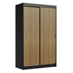 Guarda-Roupa Solteiro Madesa Tokio 2 Portas de Correr 2 Gavetas Preto/Rustic Cor:Preto/Rustic - 2