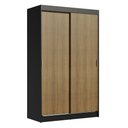 Ver imagem 2 de Guarda-Roupa Solteiro Madesa Tokio 2 Portas de Correr 2 Gavetas Preto/Rustic Cor:Preto/Rustic