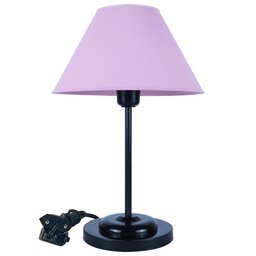 Abajur Slim Black´n Rose Luminária de Mesa Fino Quarto Sala – Base Preto Cúpula Rosa - 1