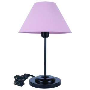 Abajur Slim Black´n Rose Luminária de Mesa Fino Quarto Sala – Base Preto Cúpula Rosa