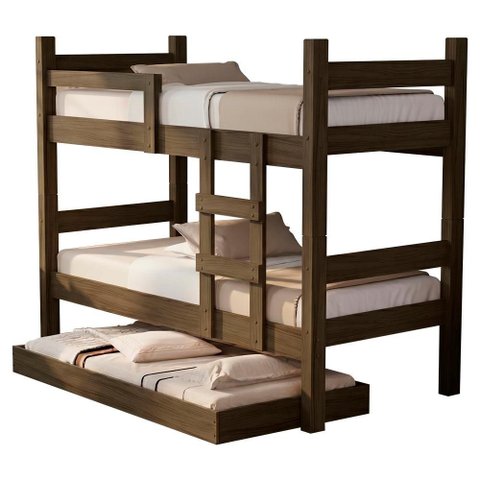 Beliche Solteiro Leticia com Cama Auxiliar Mili Mdf 199x95 Cm Castanho Decmade