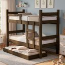 Ver imagem 2 de Beliche Solteiro Leticia com Cama Auxiliar Mili Mdf 199x95 Cm Castanho Decmade