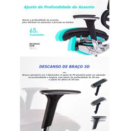 Cadeira Ergonômica Presidente Ergohaus Tecido Mash Estrutura Alumínio Fundido - Branca - 7