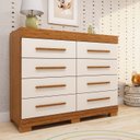 Ver imagem 1 de Cômoda Infantil 8 Gavetas 100% MDF 112cm Brincare Espresso Móveis Bege/Cinamomo/Off White