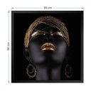 Ver imagem 3 de Quadro 50cm X 50cm Face Mulher Negra Dourada Tropical Artes