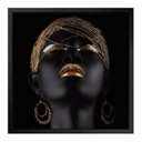 Ver imagem 1 de Quadro 50cm X 50cm Face Mulher Negra Dourada Tropical Artes