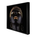Ver imagem 6 de Quadro 50cm X 50cm Face Mulher Negra Dourada Tropical Artes
