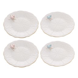 Conjunto 4 Pratos Sobremesa Porcelana Birds Wolff 19 Cm - 1