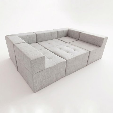 Sofá Modular King com Puff Bom Pastor Linho Cinza