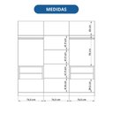 Ver mais imagens de Guarda Roupa 2 Portas Reflecta com LED 4 Gavetas 100% MDF Roma Bege/Macadâmia/Duna