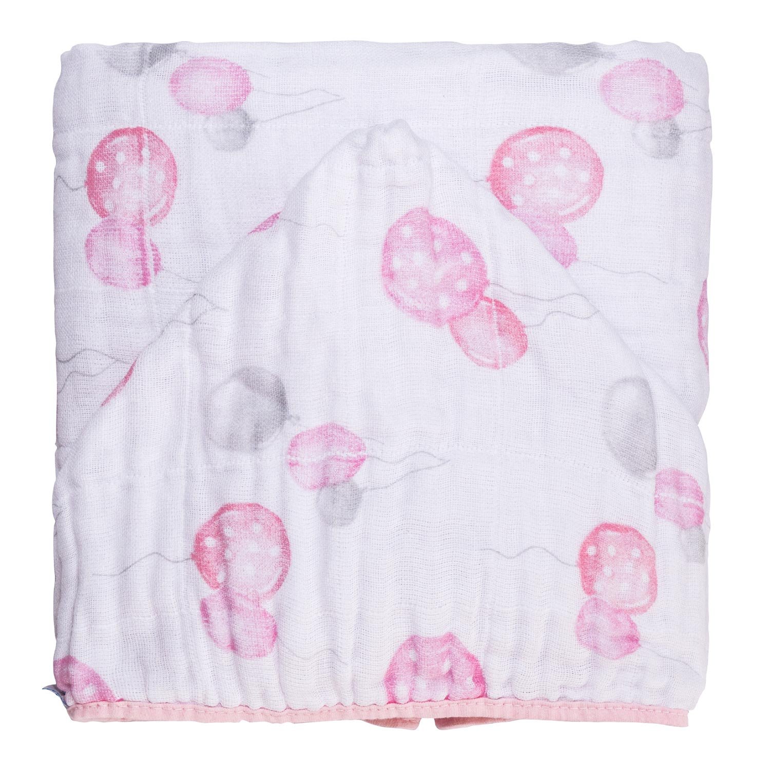 Toalha de Banho Bebe com Capuz Baby Joy Soft Estampada 80cmx90cm Pct C/01un //baloes Rosa - 1