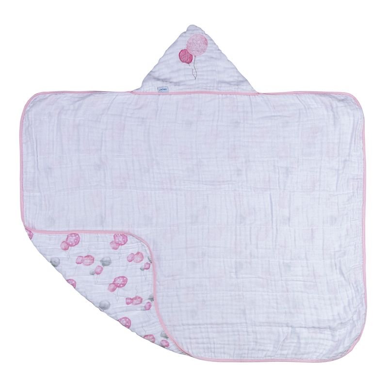 Toalha de Banho Bebe com Capuz Baby Joy Soft Estampada 80cmx90cm Pct C/01un //baloes Rosa - 2