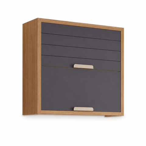 Armario Aereo Divina 80 cm com 2 Portas Freijo/Titanium MGM Móveis
