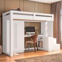Ver imagem 1 de Cama Solteiro Alta com Guarda-Roupa 2 Portas e Escrivaninha Multimóveis Crrui-CAM014 Branco