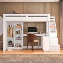 Ver imagem 5 de Cama Solteiro Alta com Guarda-Roupa 2 Portas e Escrivaninha Multimóveis Crrui-CAM014 Branco