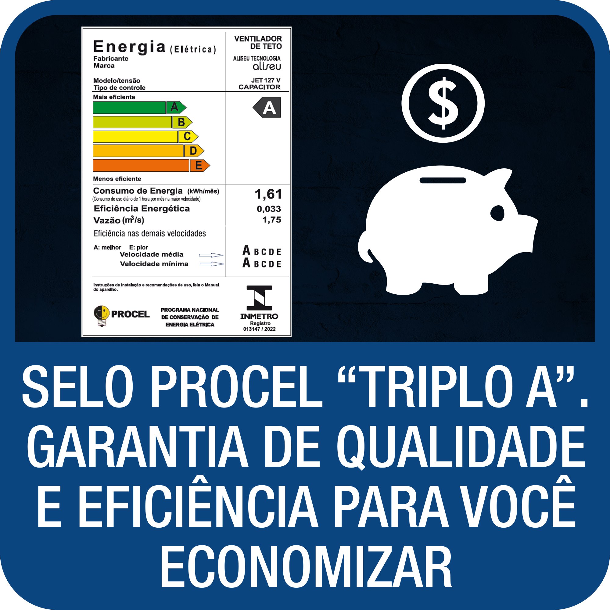 VENTILADOR DE TETO ALISEU JET CRISTAL PLUS COM CONTROLE REMOTO E PAREDE SUPER SILENCIOSO 220V - 13