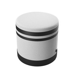 Puf Puff Banqueta Redondo Linho com Detalhes em Couro Preto - 5