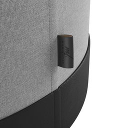 Puf Puff Banqueta Redondo Linho com Detalhes em Couro Preto - 3