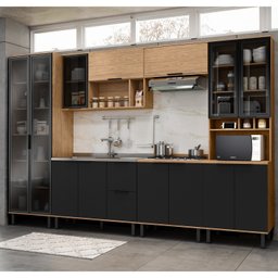 Cozinha Modulada Toscana 6 Peças Mdf com Paneleiro 1 Forno e Cristaleira - 1