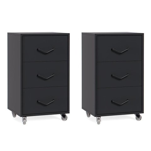 Kit 2 Gaveteiro 3 Gavetas Steel Preto – EJ Móveis