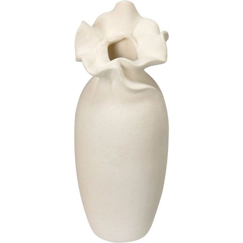 Vaso Decorativo Enfeite Home&Co Cerâmica 20x8x8cm Bege