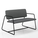 Ver imagem 1 de Namoradeira Decorativa Sintra Estilo Industrial Pto/suede Cinza - M.a Preto Fosco/suede Cinza