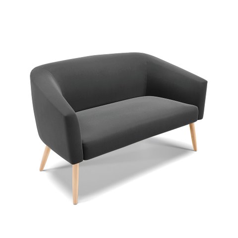 Namoradeira 02 Lugares Stella Suede Preto Pés Palito Natural - D’Rossi