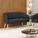 Ver imagem 2 de Namoradeira 02 Lugares Stella Suede Preto Pés Palito Natural - D’Rossi